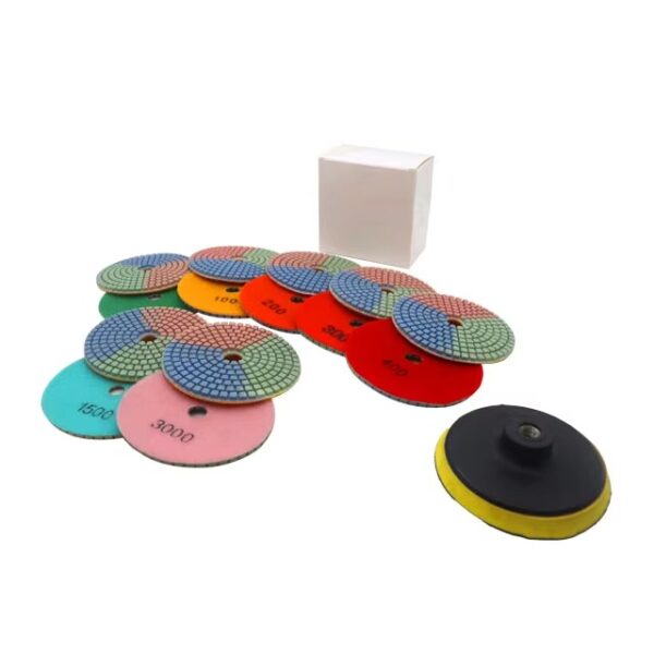 Hot selling three color machine resin handmade granite floor quartz marble stone 3mm wet diamond polishing pad - Image 3