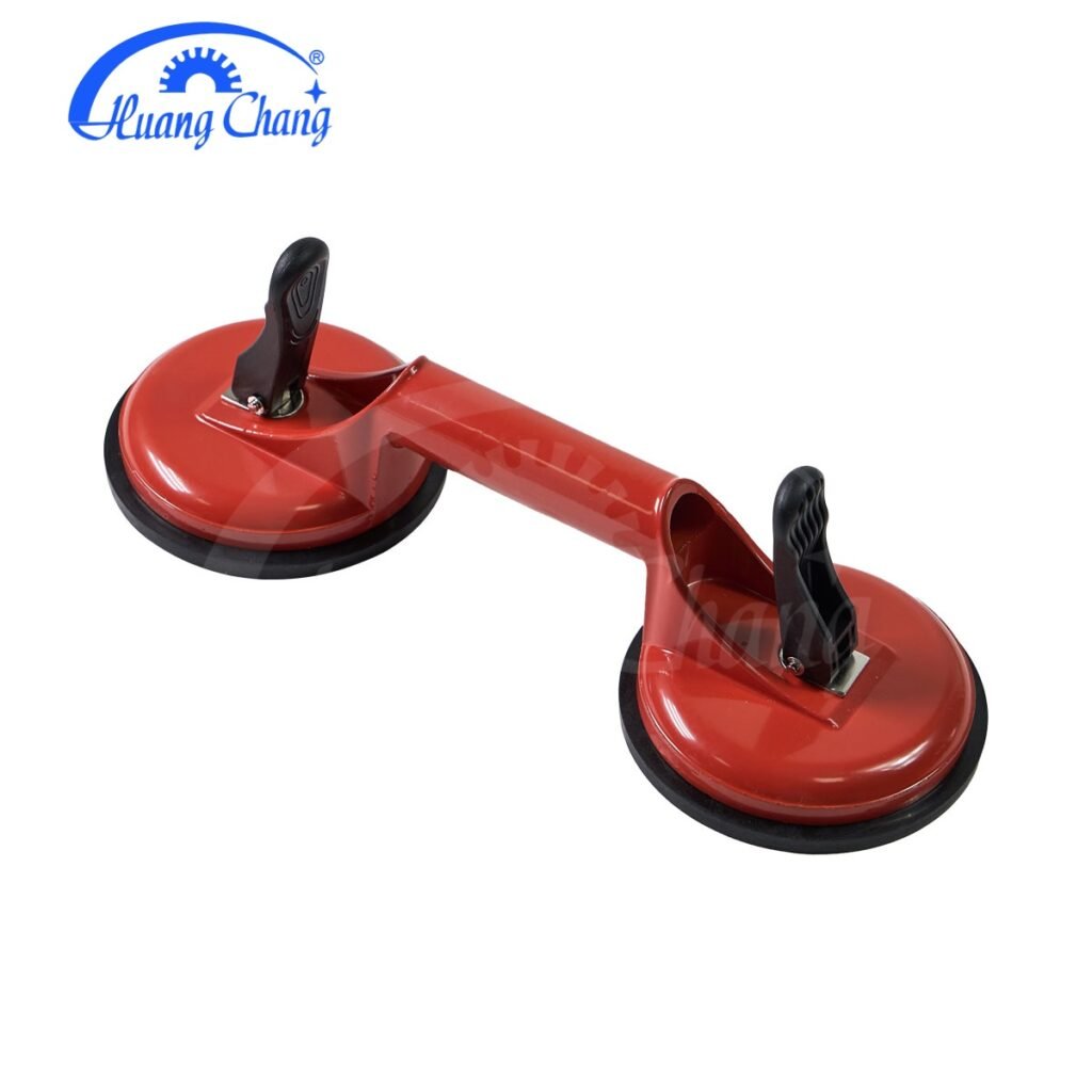 Glass suction cup load capacity up to 100 kg rubber vacuum cleaner with 2 red aluminum suction cups, 2-pack