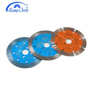 5-inch dry-cut diamond saw blade with protective teeth, designed specifically for granite, featuring a continuous cutting edge.