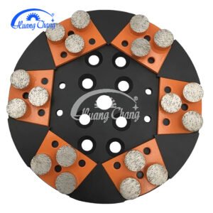 Metal-bonded diamond grinding blocks and pads (triple-segment design) suitable for concrete terrazzo flooring